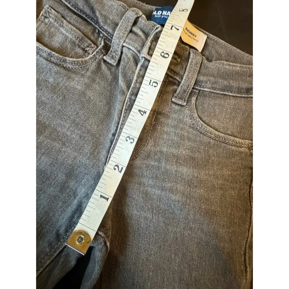 Old Navy Toddler Girls Gray Distressed Skinny Jeans 3T Adjustable Waist NWT